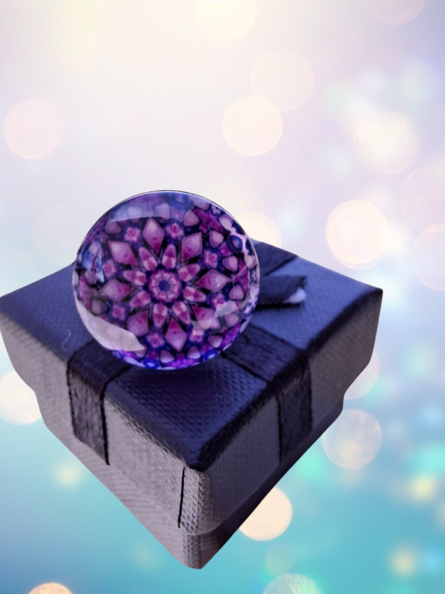 Bague Mandala – Fleur de Vie Violet
