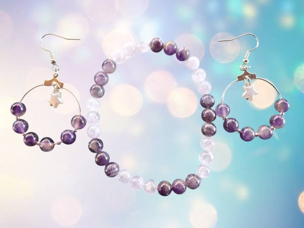 Parure Améthyste Lavande & Rubannée – Étoile Intérieure - Clarté, Intuition & Lumière du Cœur