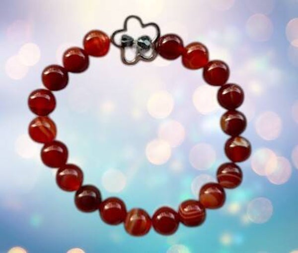 Bracelet Cornaline, Agate Rayée & Hématite - Énergie, Harmonie & Ancrage du Cœur
