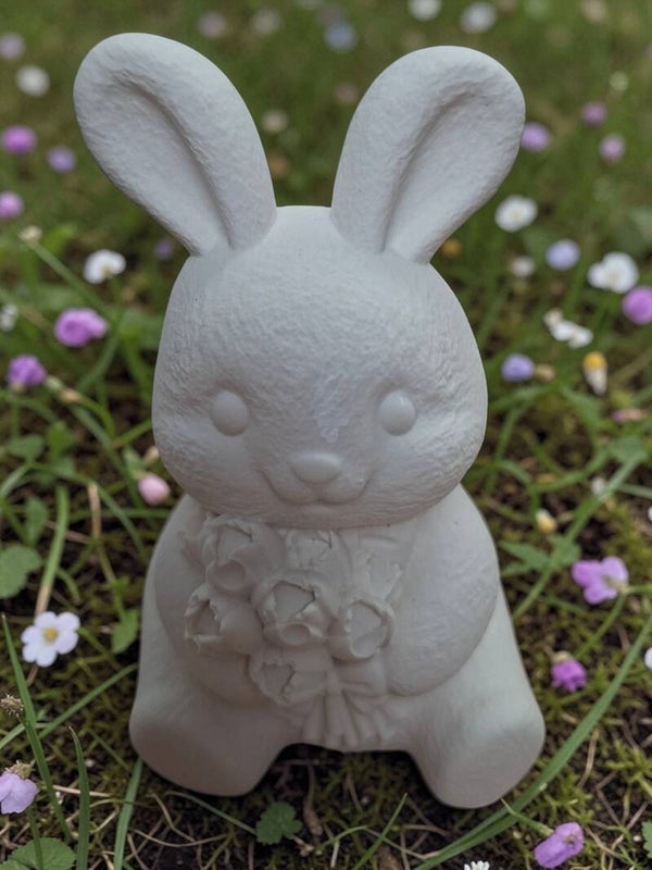 Petit lapin au bouquet - Offrande de printemps