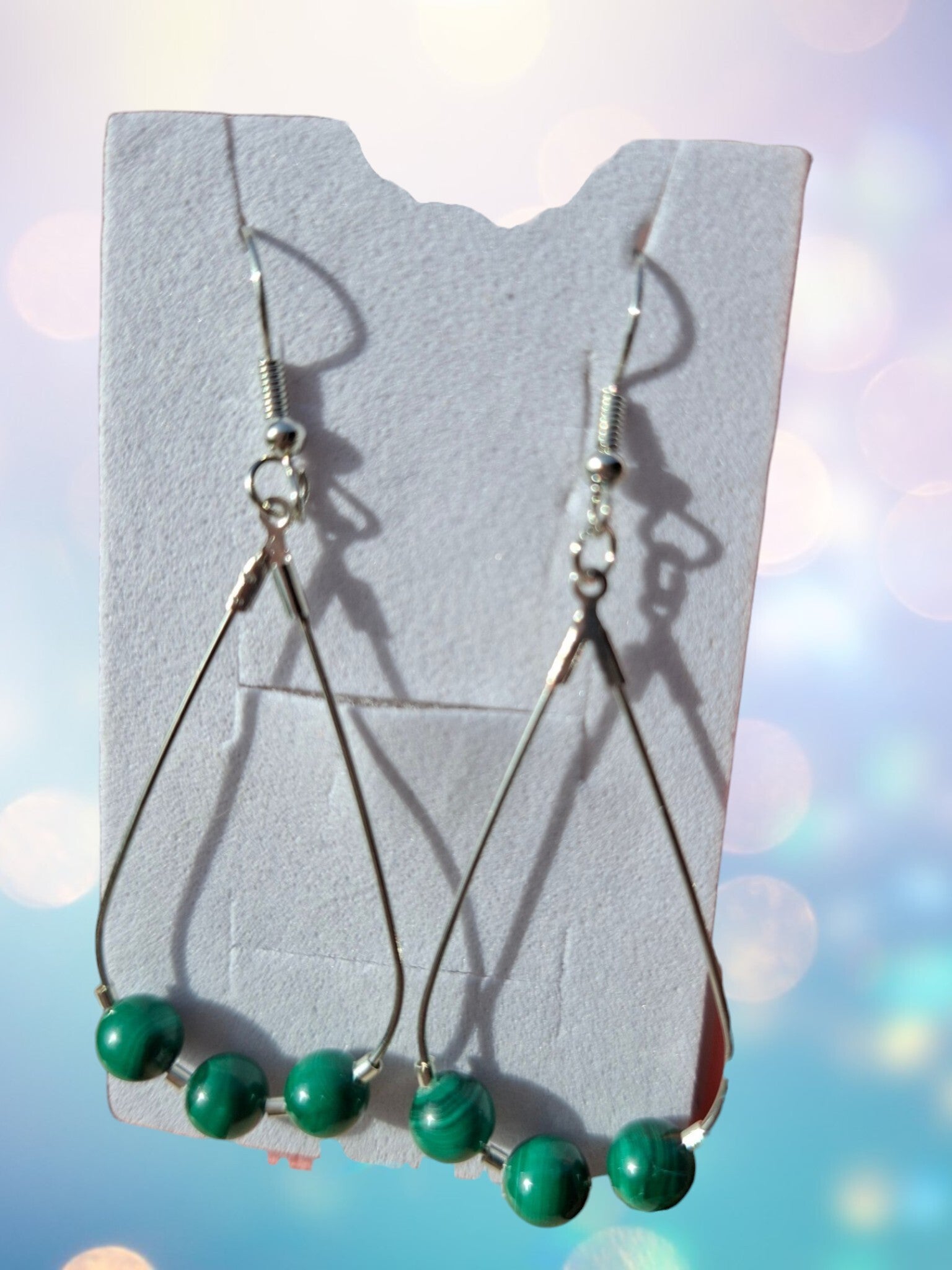 Boucles d’Oreilles – Gouttes de Malachite