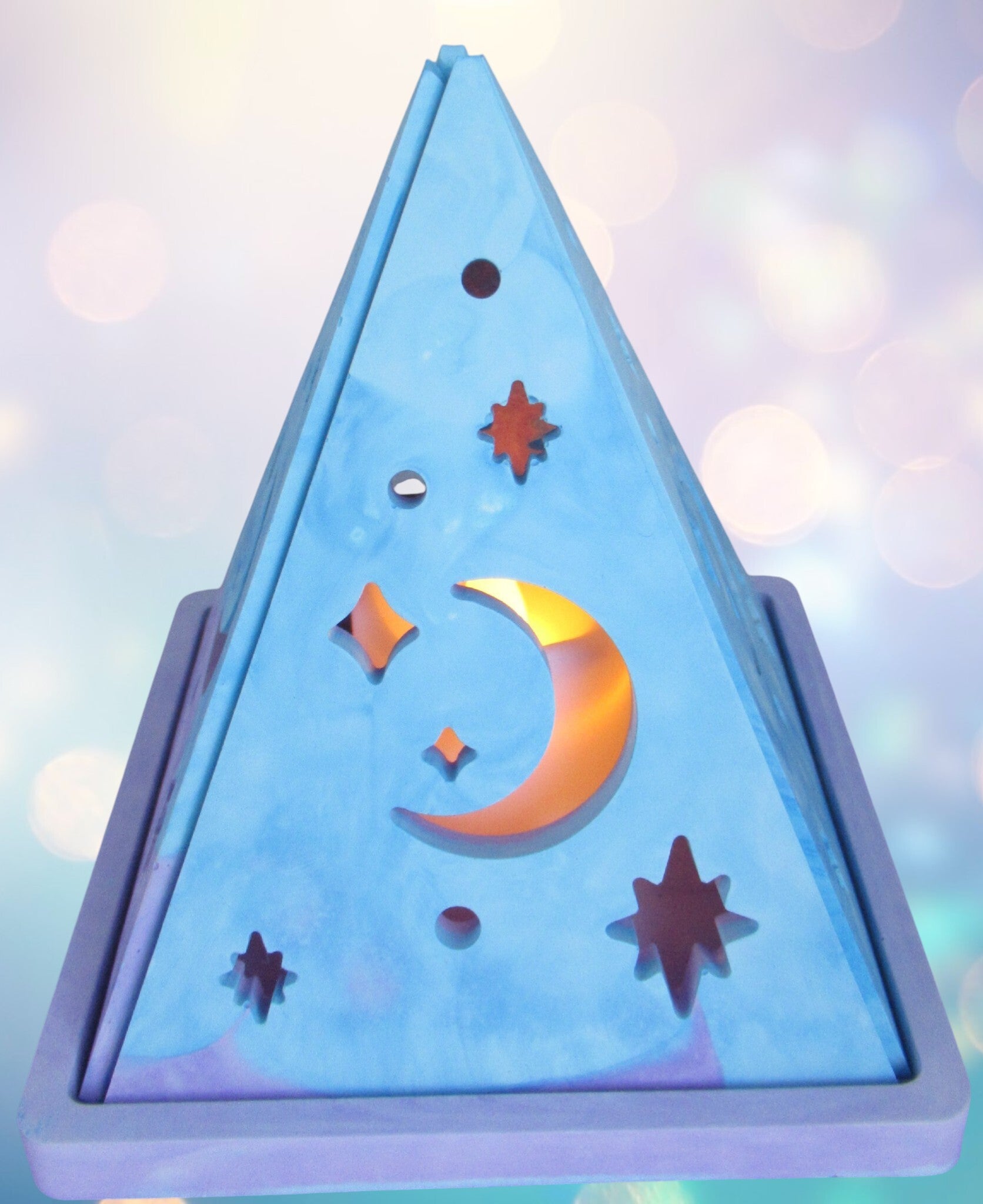 Veilleuse Pyramide - Lumières Célestes- Bleu parme