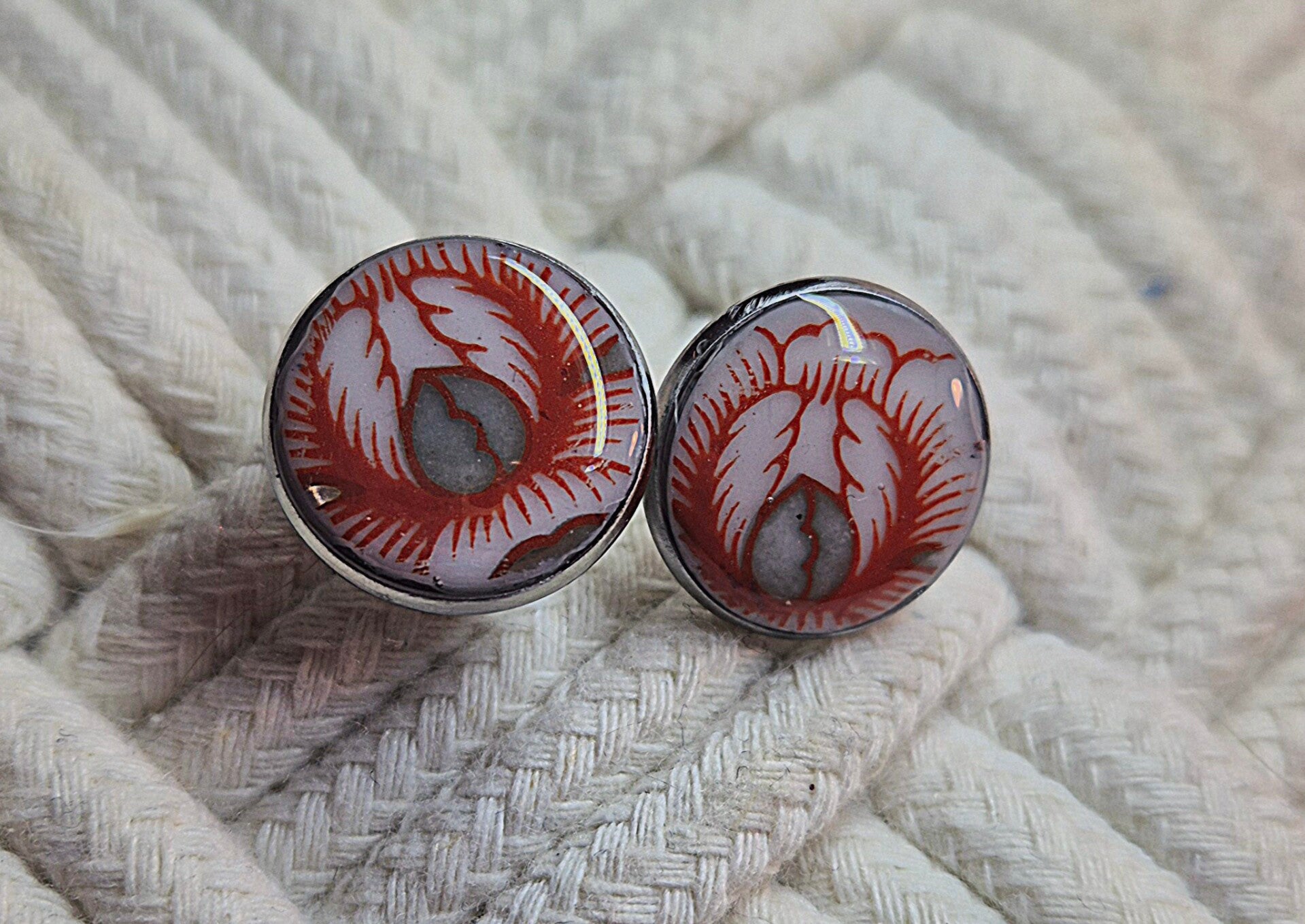 Boucles d’oreilles en porcelaine ancienne – bijou unique fait main