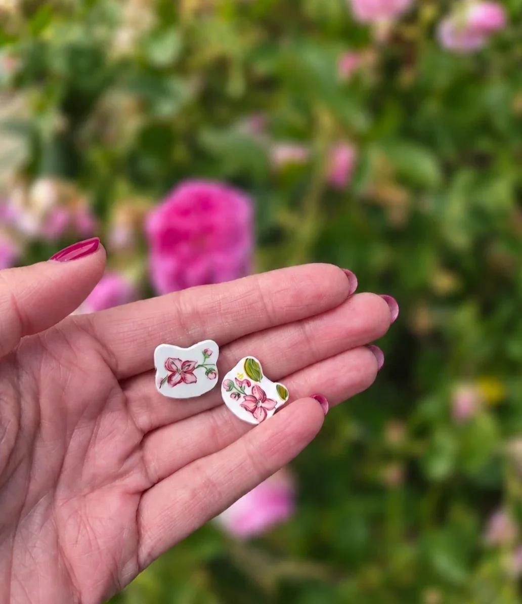 Boucles d’oreilles forme Chat – Faïence ancienne