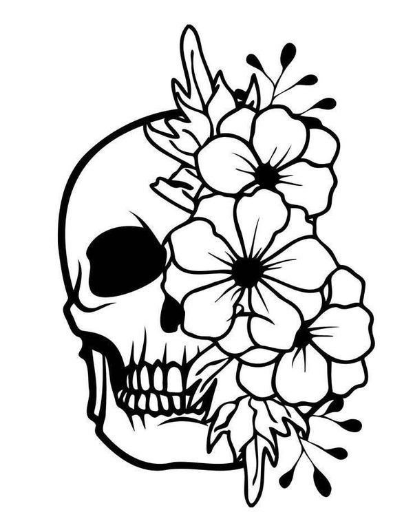 Tête de mort en fleur