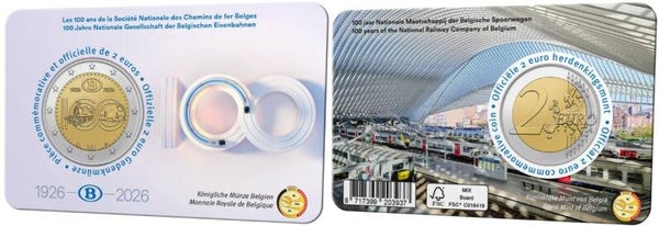2 EURO BELGIE 2026 BELGISCHE SPOORWEGEN FRANSE UITVOERING
