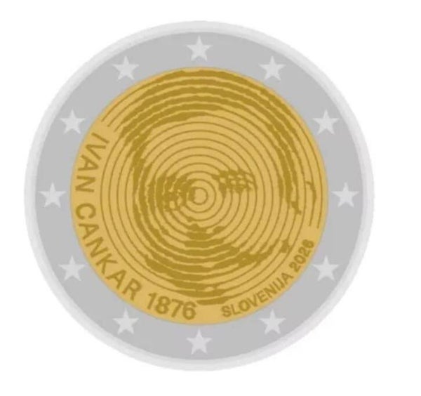 2 EURO SLOVENIE 2026 150ste GEBOORTEDAG VAN IVAN CANKAR