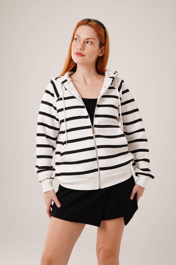Veste à capuche rayée noir