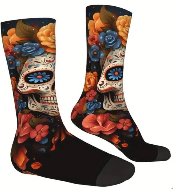 Chaussettes motif tête de mort.
