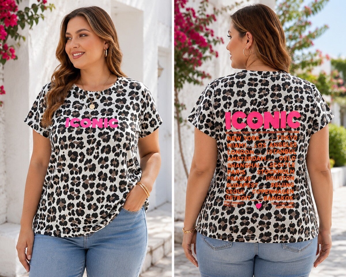 #Tee-shirt léopard imprimé ICONIC