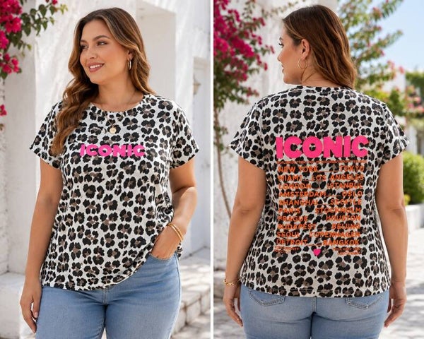 #Tee-shirt léopard imprimé ICONIC