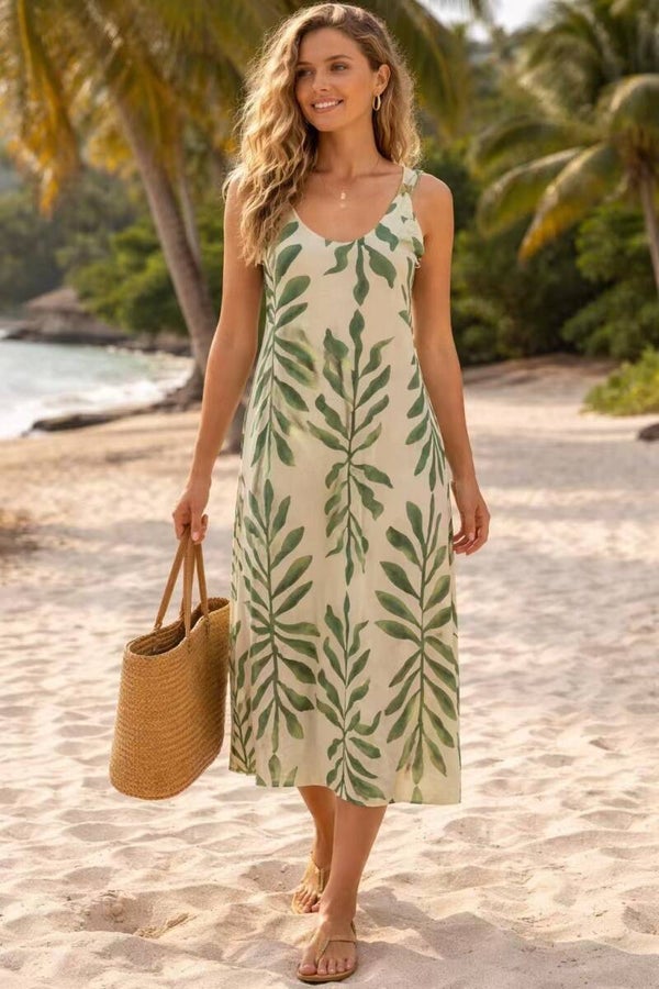 Robe motif feuillage