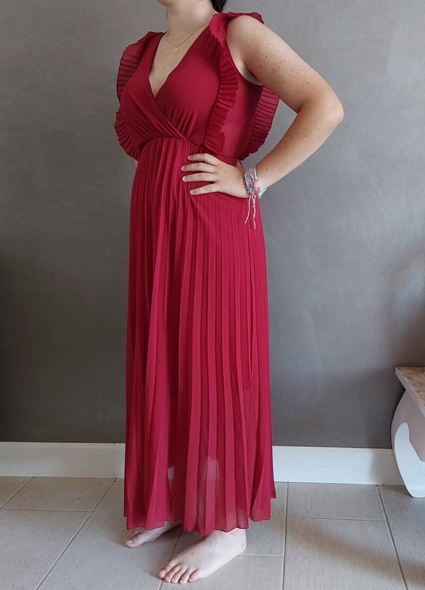 Robe longue plissée
