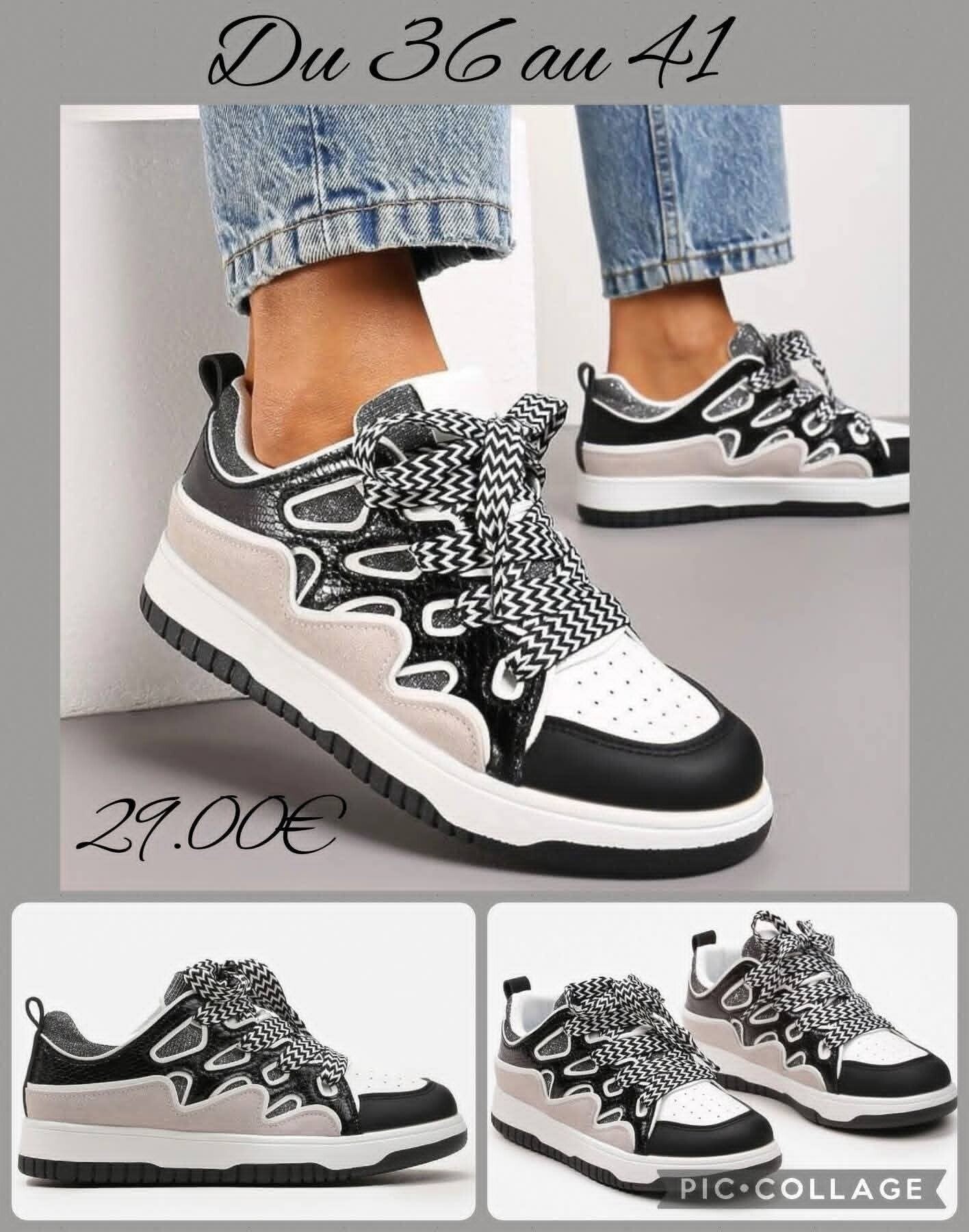 Basket Noir, gris foncé pailleté, beige