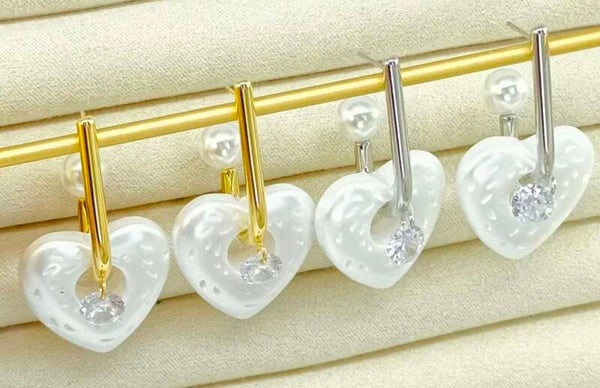 Boucles d'oreilles coeur et strass