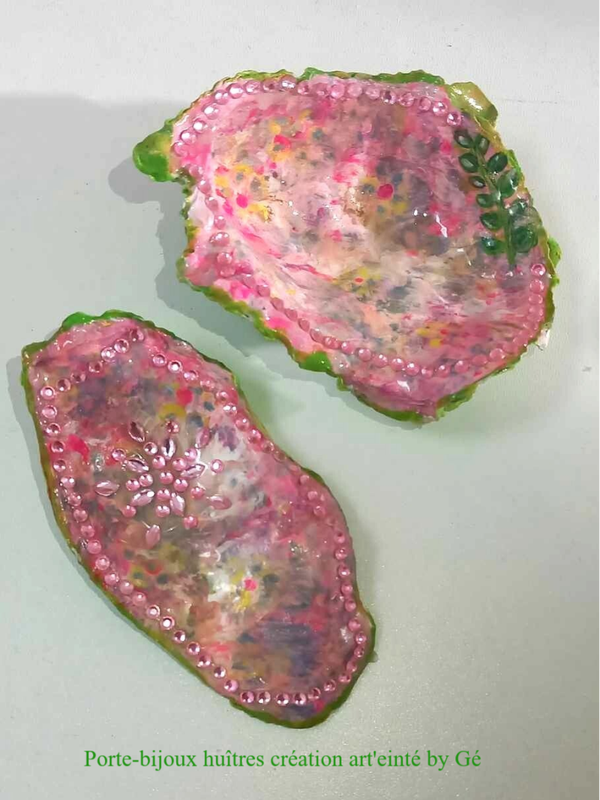 porte-bijoux duo en coquille d'huître fait main