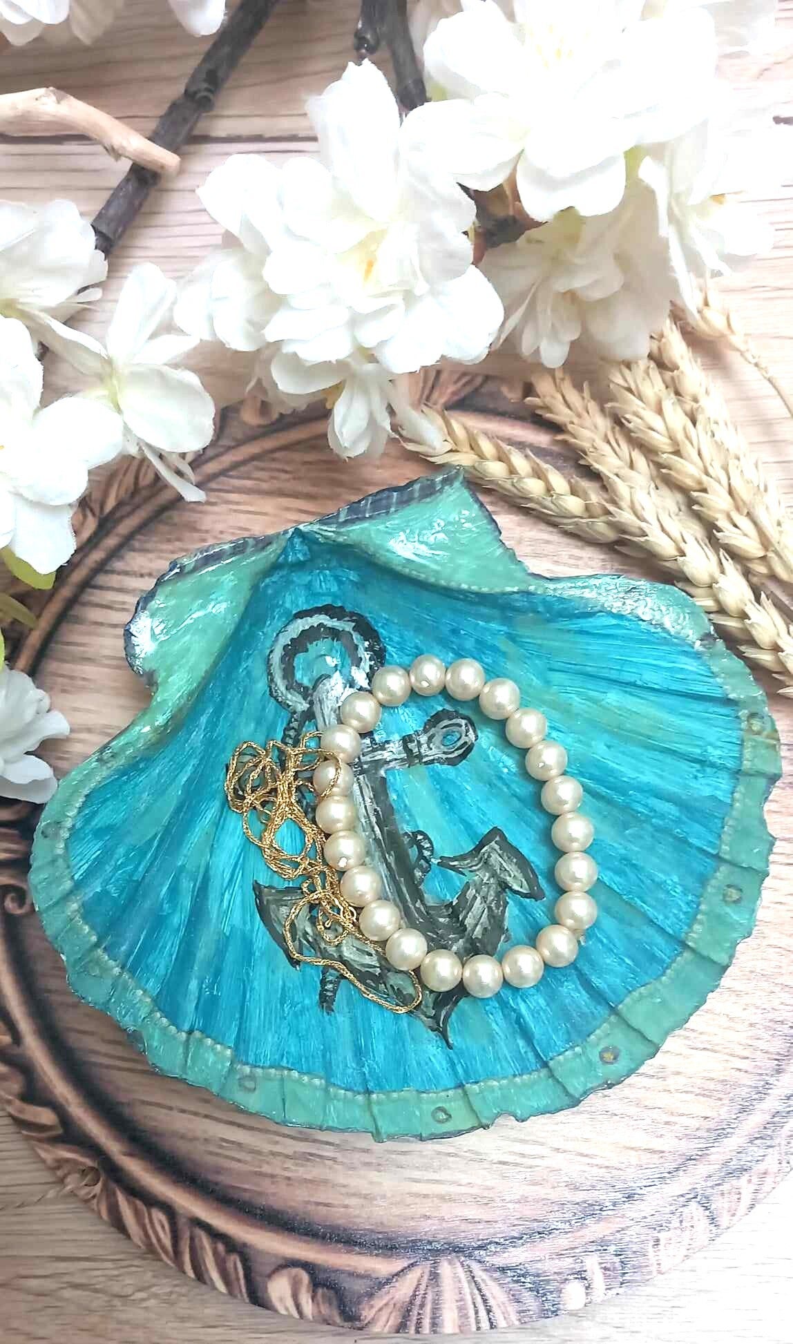 Porte-bijoux  artisanal en coquillage - cadeaux unique du Grau-du-Roi