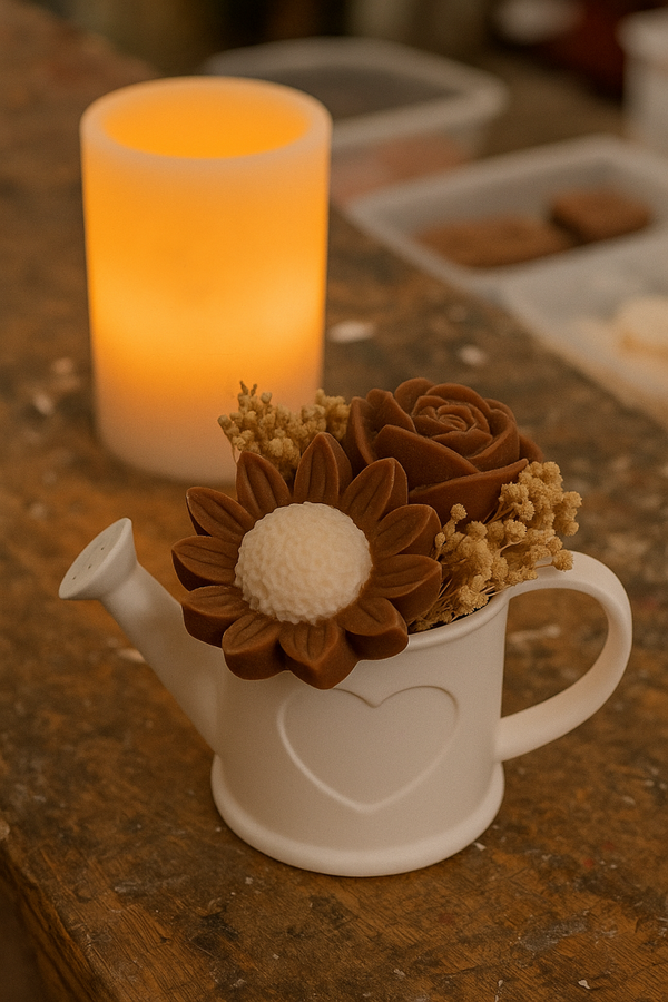 Arrosoir fleuri en pot fait main – délicatesse et authenticité