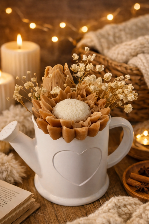 Arrosoir fleuri en pot fait main – délicatesse et authenticité