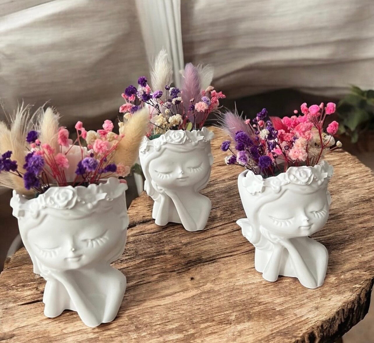 Pièce unique en jesmonite & fleurs séchées 🌿