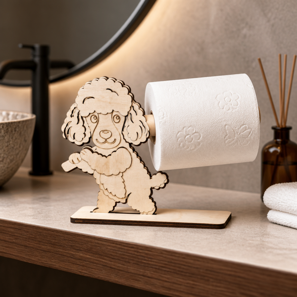 Hund als Toilettenpapierhalter