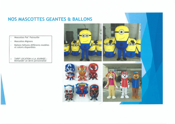 Nos mascottes geantes et ballons