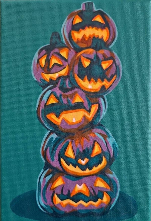 Stacked Pumpkins original painting