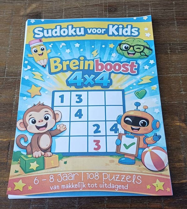 Sudoku voor Kids – Breinboost 4x4 Compleet Pakket (6–8 jaar)