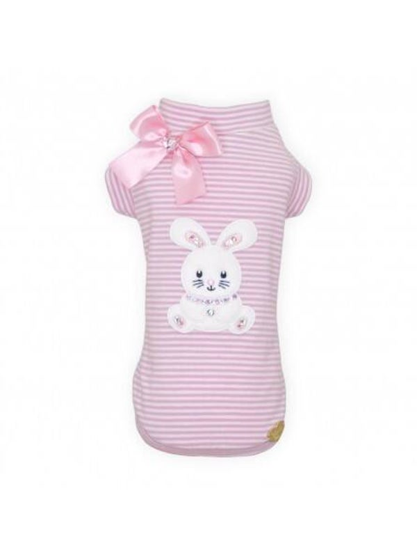BUNNY STRIPE PINK TSHIRT