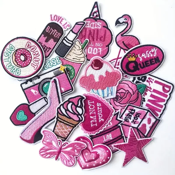 Patches - Roze (set van 20 diverse patches)
