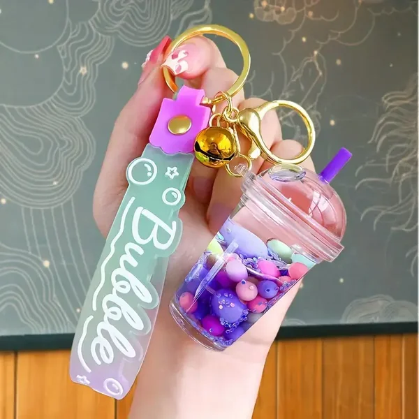 Bag Charm / Sleutelhanger - Bubble Tea Paars