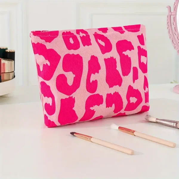 Make-up tasje - Roze luipaard print