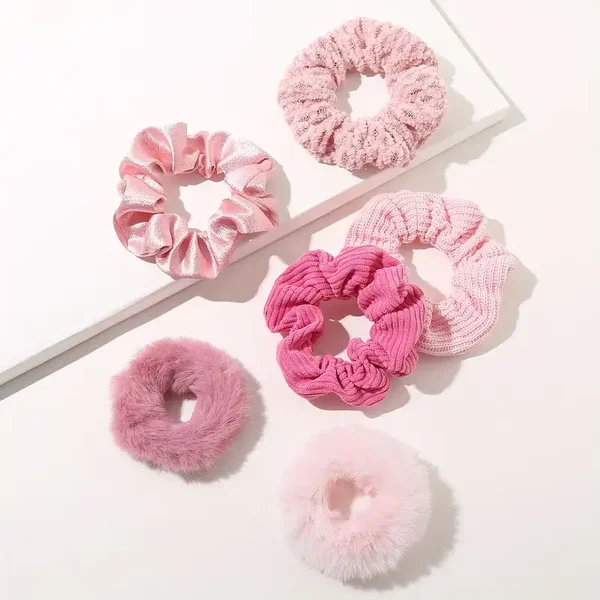 Scrunchies - Roze (set van 6 diverse scrunchies)