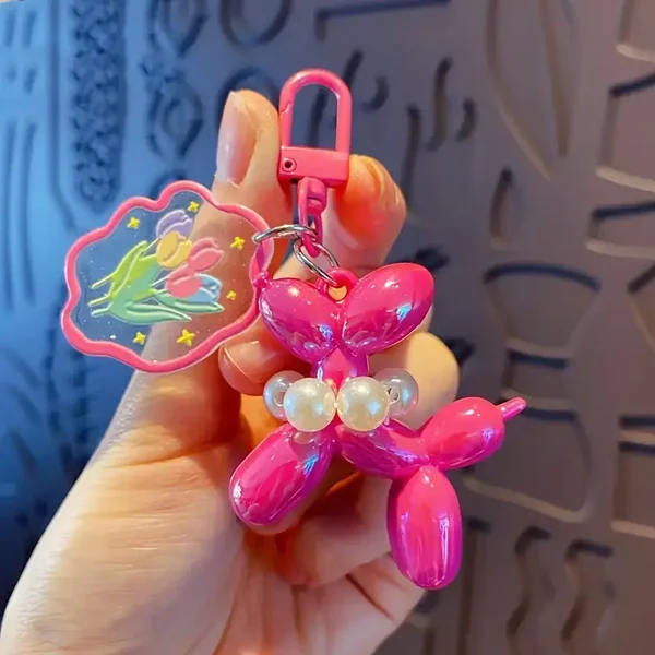 Bag Charm / Sleutelhanger Ballonhond - roze