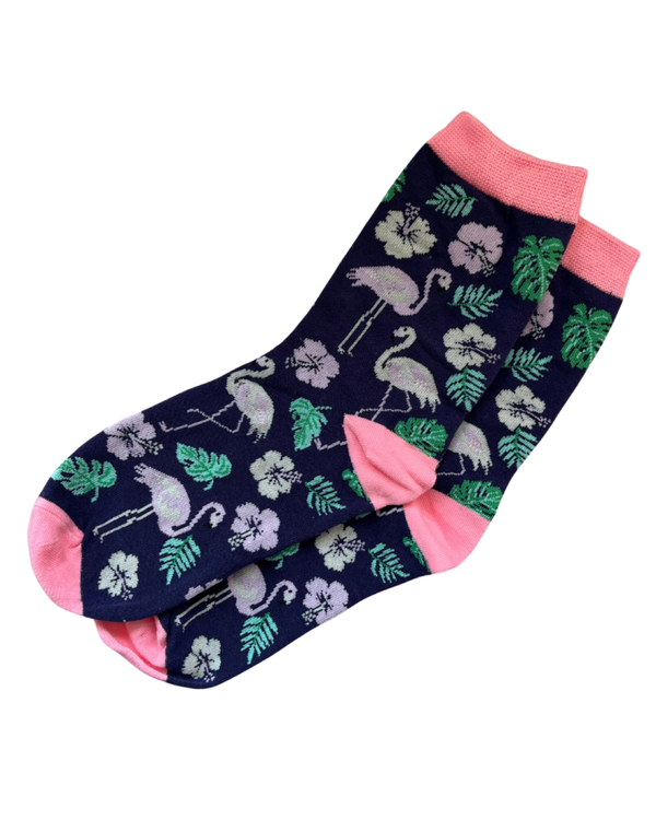 Sokken Flamingo -  Donkerblauw