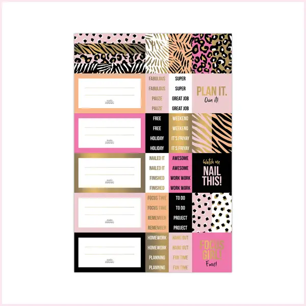 Stickervellen Pink & Gold set - 3 vellen