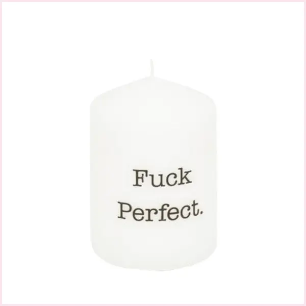Ronde kaars wit - Fuck Perfect