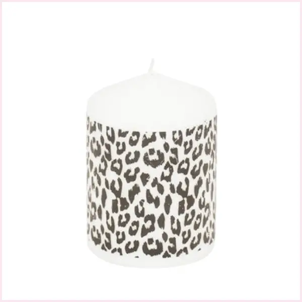 Ronde kaars wit - Panter Print