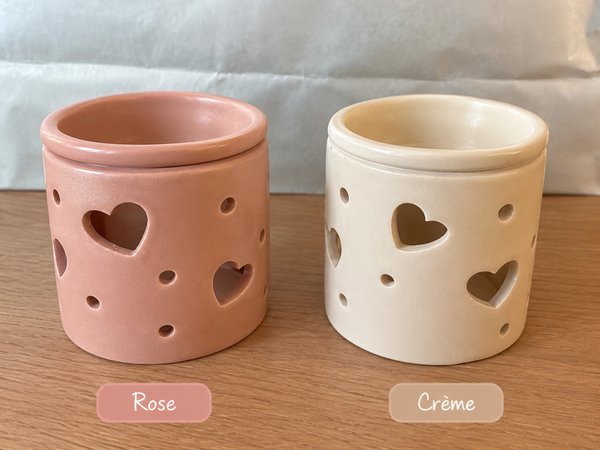Brûle-parfum Cœurs – rose poudré / crème