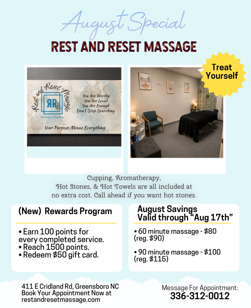 August special. Discounts. 