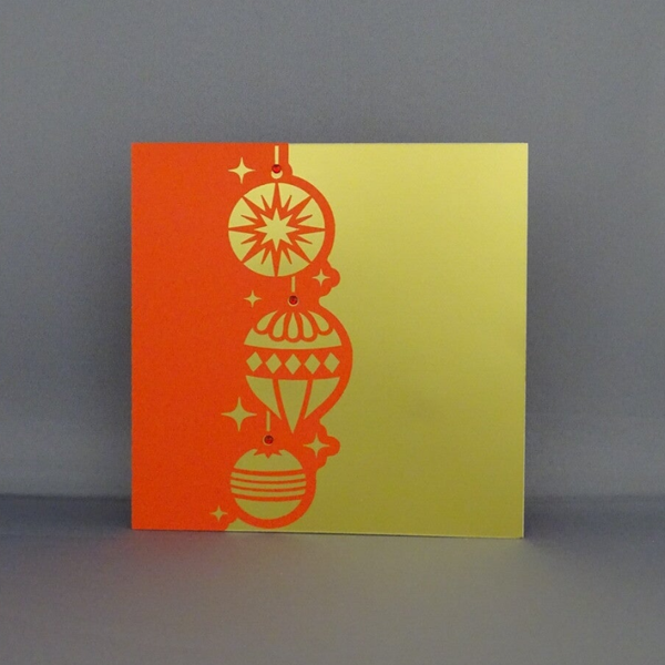 Weihnachtskarte - Weihnachtskugeln rot/gold