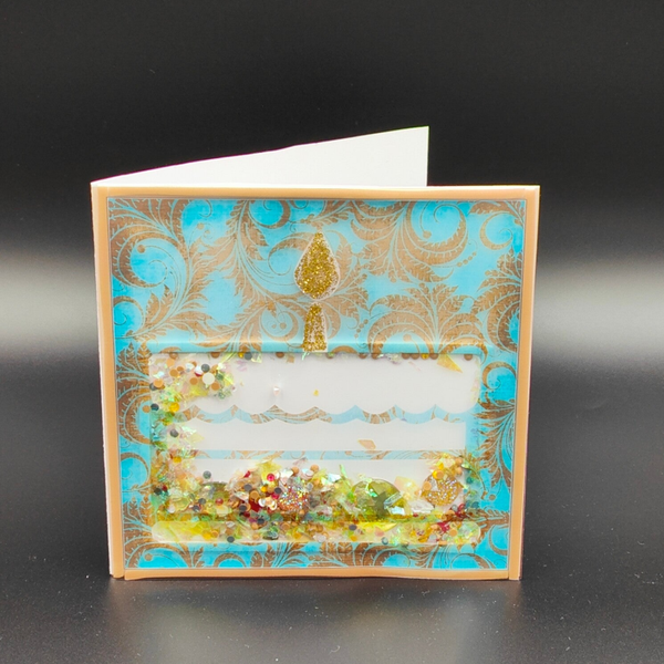 Shaker Karten - Happy Birthday Torte