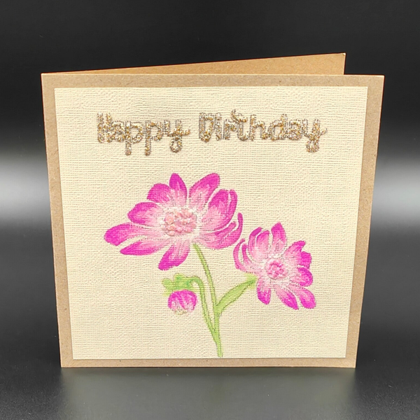 nicht geladen - Geburtstagskarte - blumiges Happy Birthday