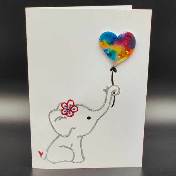 nicht geladen - Shaker Karten - Elefantengirl mit Balon shake it