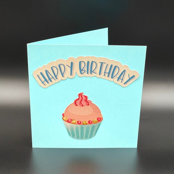 Geburtstagskarten - Happy Birthday Cupcake blau