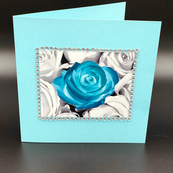 nicht geladen - Diverse Karten - blaue Rose color splash