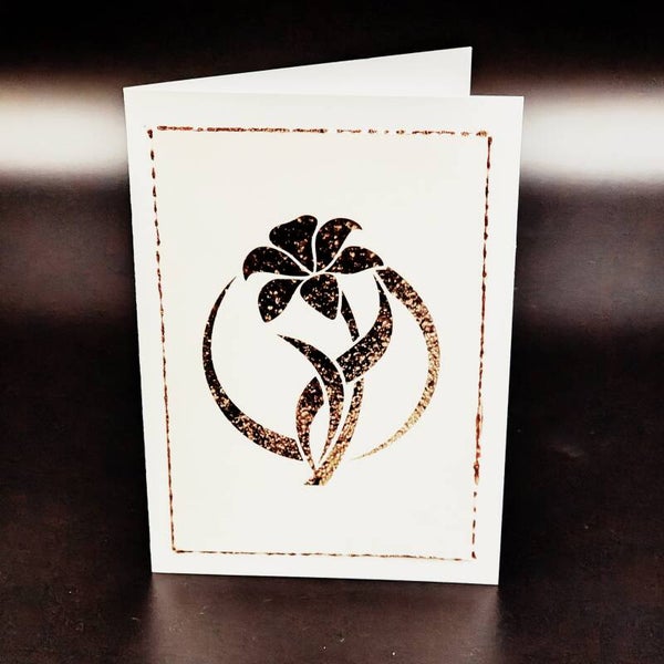 Diverse Karten - Blume Gold Glitzer
