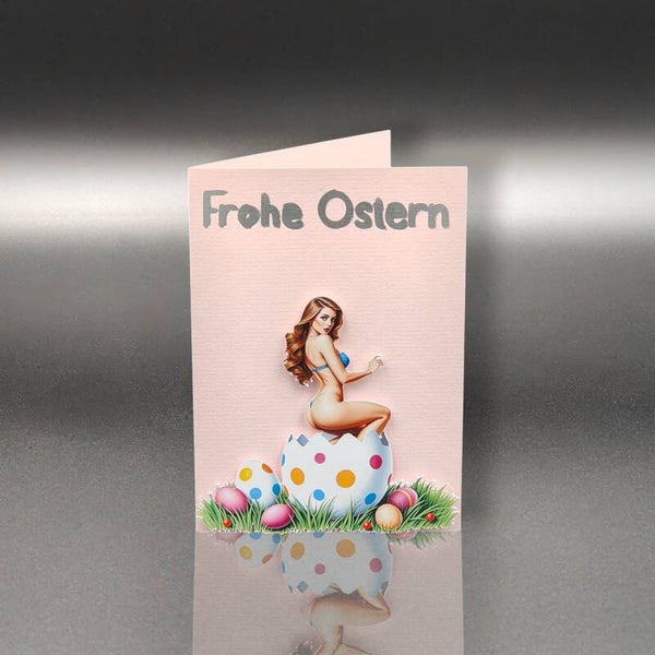Osterkarte - Ostergrüsse, die Überraschung aus dem Ei