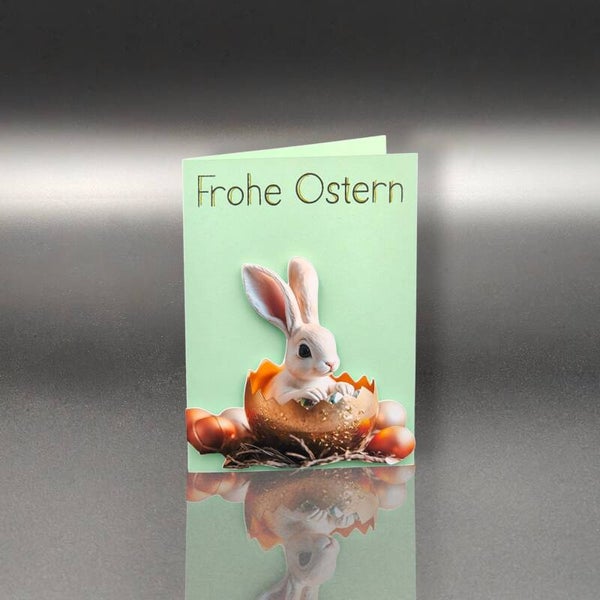 Osterkarte - Häschen im Osterei – Frohe Ostern mit Stil