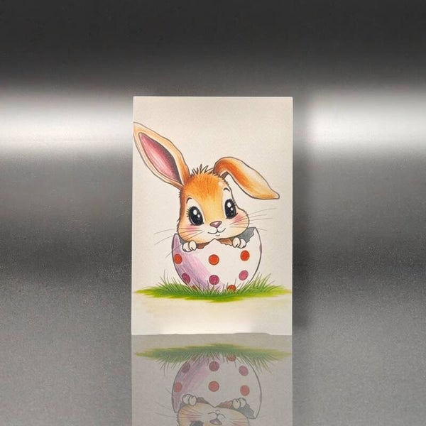 Postkarte - Baby-Hoppel aus dem Ei